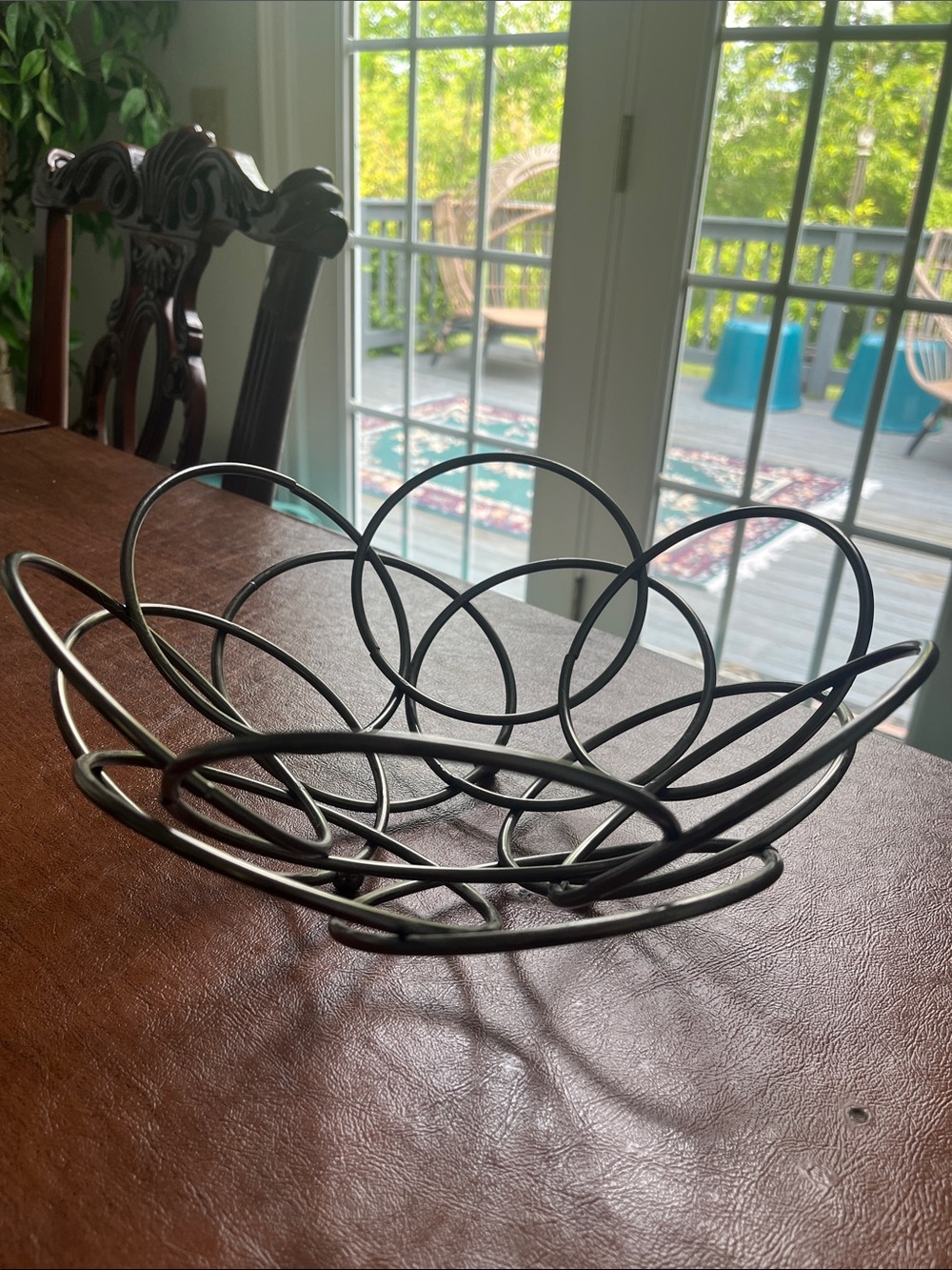Decorative Metal Fruit Bowl - Black Wire Design